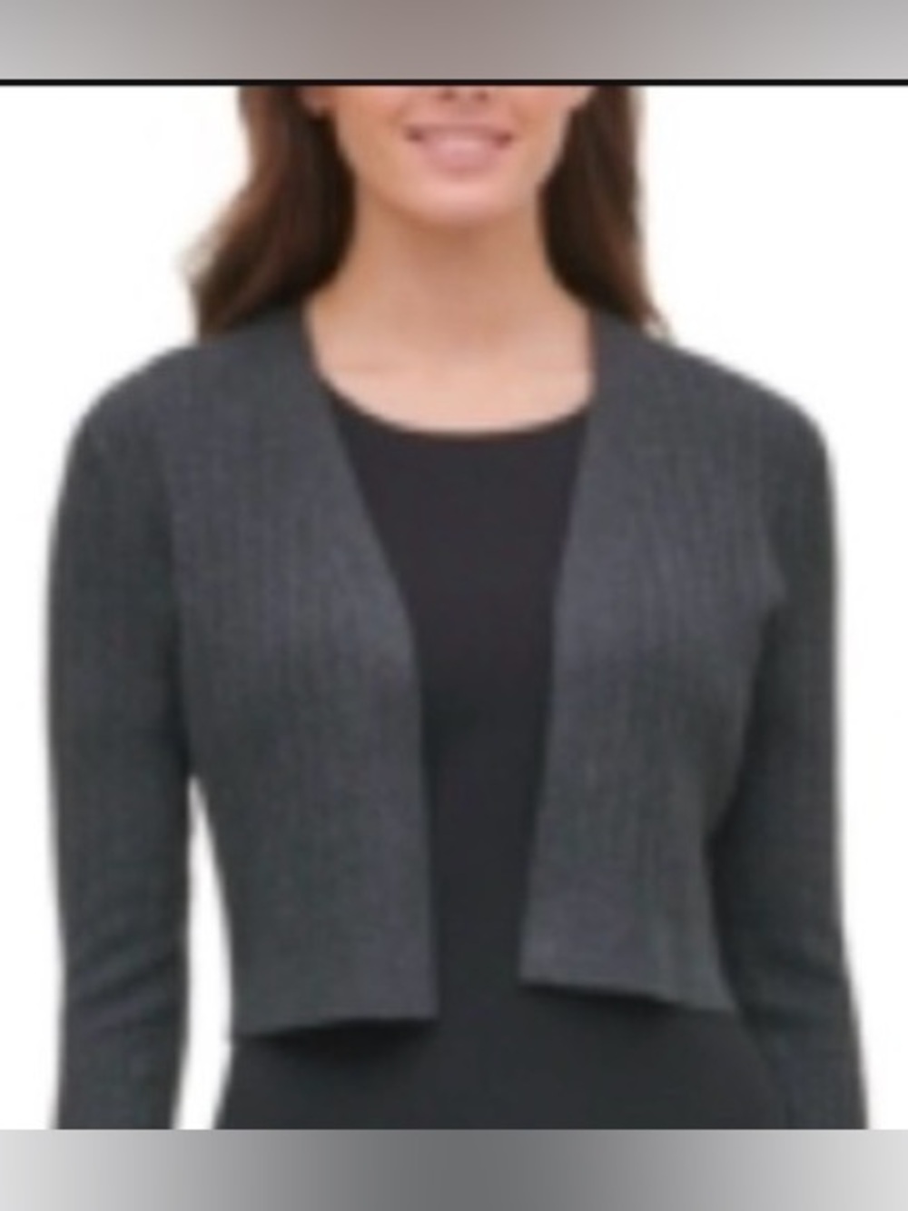 Tommy Hilfiger Size Large Gray Ribbed Cable Knit Open Front Cardigan/Shr…